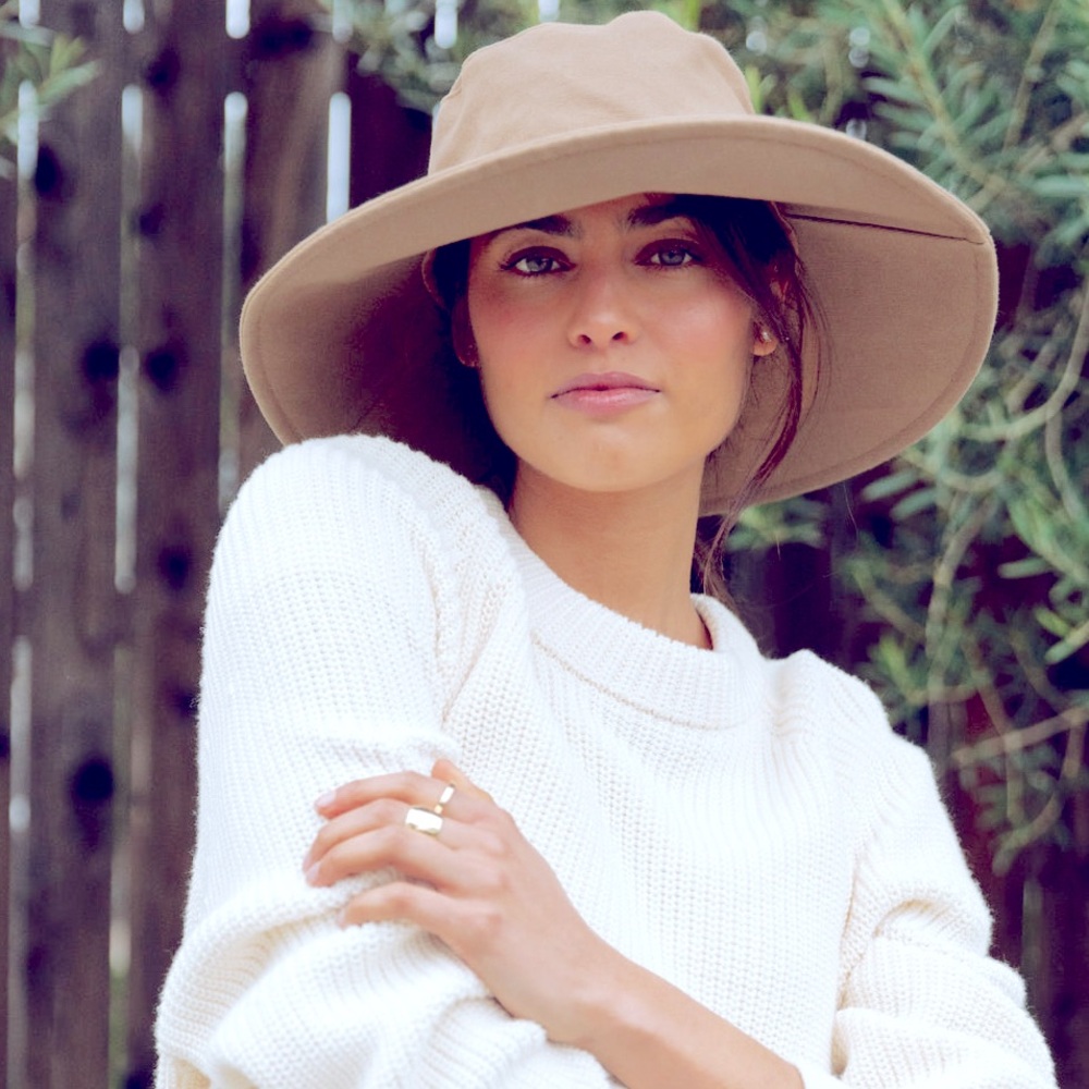 Jenni Kayne Wide Brim Felt Fedora Hat in Tan